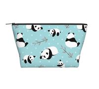 Beauty case da viaggio con stampa 3D con teschio blu stampato a trapezio trousse per cosmetici borsa da toilette organizer per donne, Panda Bear Cartoon, One Size, Astuccio per trucchi