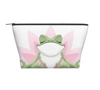 Beauty case da viaggio con stampa 3D con teschio blu stampato a trapezio trousse per cosmetici borsa da toilette organizer per donne, Carino Rana Divertente Fare Yoga, One Size, Astuccio per trucchi