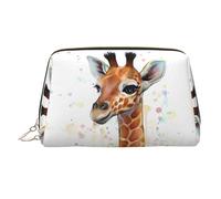 Beauty case da viaggio con stampa a forma di giraffa ad acquerello, con cerniera, grande, adatta per casa e viaggio
