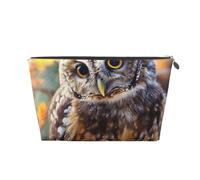 Beauty case da viaggio con stampa a forma di gufo carino con cerniera dorata, organizer per trucchi e articoli da toeletta per donne, mamme e ragazze, Argento, One Size, Beauty case