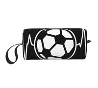 Beauty case da viaggio con stampa a pois bianchi e neri, borsa per il trucco, custodia portatile semplice con cerniera per donne, I Love Calcio, One Size, Astuccio per trucchi