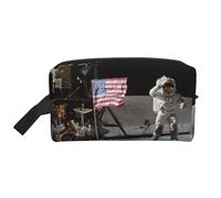 Beauty case da viaggio con stampa astronauta sulla luna, borsa per il trucco da appendere, grande capacità, organizer versatile per donne e uomini