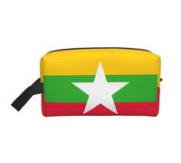 Beauty case da viaggio con stampa bandiera del Myanmar, borsa da toilette da donna, capiente borsa cosmetica da uomo, bianco, Taglia unica