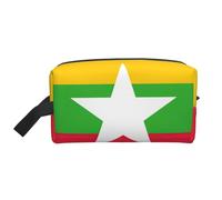 Beauty case da viaggio con stampa bandiera del Myanmar, borsa da toilette da uomo, capiente borsa cosmetica da donna, bianco, Taglia unica