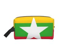 Beauty case da viaggio con stampa bandiera del Myanmar, capiente borsa cosmetica per donna borsa da toilette per uomo, bianco, Taglia unica