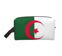 Beauty case da viaggio con stampa bandiera dell'Algeria, capiente borsa cosmetica per donna borsa da toilette per uomo, bianco, Taglia unica