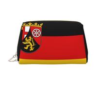 Beauty case da viaggio con stampa bandiera francese, grande borsa per cosmetici, 3 tasche interne organizer per oggetti essenziali, Bandiera dello Stato della Renania-palatinato, One Size, Classico