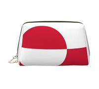 Beauty case da viaggio con stampa bandiera mongola, grande, 3 tasche interne organizer per oggetti essenziali, Bandiera Groenlandia, One Size, Classico
