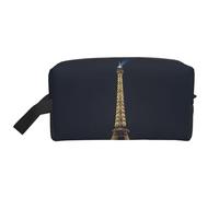Beauty case da viaggio con stampa della Torre Eiffel a Parigi di notte Borsa per il trucco da appendere Grande Capacità Organizer versatile per donne e uomini