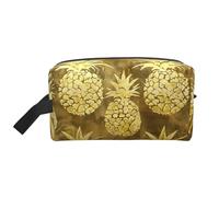 Beauty case da viaggio con stampa di ananas dorati, borsa per cosmetici, borsa da tolietry da appendere per donne e uomini, palestra quotidiana