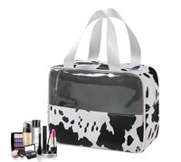 Beauty case da viaggio, con stampa di, borsa per il trucco, portatile, impermeabile, con capacità, per la della pelle, articoli da toeletta, donne, ragazze, Doppia mano trasparente