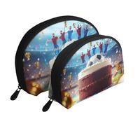 Beauty case da viaggio con stampa di calcio e trofei, 2 pezzi, portatile, da viaggio, bianco, Taglia unica