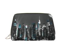 Beauty case da viaggio con stampa di dipinti di New York, con cerniera, grande, adatta per casa e viaggio