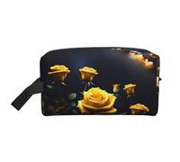 Beauty case da viaggio con stampa di drago volante, organizer portatile per articoli da toeletta e trucchi, per donne, uomini, uso quotidiano, Belle Rose Gialle, taglia unica