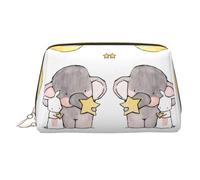 Beauty case da viaggio con stampa di elefanti e animali bianchi, con cerniera, grande, adatta per casa e viaggio