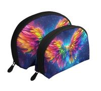 Beauty case da viaggio con stampa di fiori e ali di farfalla Starlight 2 pezzi portatile Shell Travel, bianco, Taglia unica