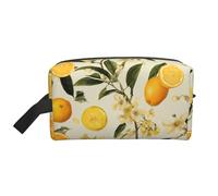 Beauty case da viaggio con stampa di fiori gialli e frutti arancioni 02, borsa da toilette per uomo e donna, per viaggi, palestra, uso quotidiano
