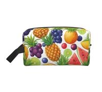 Beauty case da viaggio con stampa di frutti freschi e succosi, ananas, bacche di anguria, uva e arancia, borsa da viaggio per cosmetici, borsa da tolietry da appendere per donne e uomini, palestra