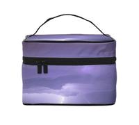 Beauty case da viaggio con stampa di fulmini tempesta. Borsa per cosmetici da donna alla moda, grande organizer da viaggio