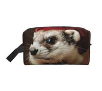 Beauty case da viaggio con stampa di furetti alla moda francese, borsa da toilette per uomo e donna, per viaggi, palestra, uso quotidiano