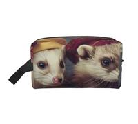 Beauty case da viaggio con stampa di furetti francesi, borsa per cosmetici, borsa da tolietry da appendere per donne e uomini, palestra quotidiana