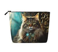 Beauty case da viaggio con stampa di gatti di arte moderna della metà del secolo, grande capacità, borsa per il trucco da viaggio per le donne, per uso quotidiano e viaggio, Nero , Taglia unica