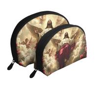 Beauty case da viaggio con stampa di Jesus Ascended to The Rose, 2 pezzi, bianco, Taglia unica