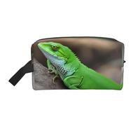 Beauty case da viaggio con stampa di lucertola verde, borsa per cosmetici, borsa da tolietry da appendere per donne e uomini, palestra quotidiana