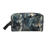 Beauty case da viaggio con stampa di lupi, borsa per trucchi, borsa per cosmetici, borsa per tolietry da appendere per donne e uomini, palestra quotidiana