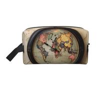 Beauty case da viaggio con stampa di mappa del fuso orario, borsa per cosmetici, borsa da bagno per uomini e donne, per viaggi, palestra, uso quotidiano