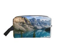 Beauty case da viaggio con stampa di montagne rocciose, borsa per il trucco da appendere, grande capacità, organizer versatile per donne e uomini