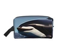 Beauty case da viaggio con stampa di orca killer whale, spaziosa borsa cosmetica per donna borsa da toilette da uomo, bianco, Taglia unica