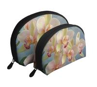 Beauty case da viaggio con stampa di orchidee, 2 pezzi, portatile, borsa da toeletta da viaggio, borsa organizer per cosmetici da donna