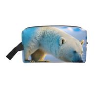 Beauty case da viaggio con stampa di orso polare, trousse per cosmetici, borsa da tolietry da appendere per donne e uomini, palestra quotidiana