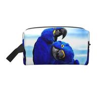 Beauty case da viaggio con stampa di pappagallo blu che abbraccia borsa per il trucco da appendere grande capacità organizer versatile per donne uomini