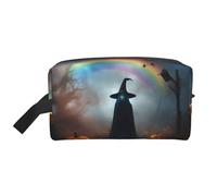 Beauty case da viaggio con stampa di ragni con fantasma arcobaleno, per Halloween, per cosmetici, da appendere per donne e uomini, palestra quotidiana