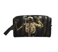 Beauty case da viaggio con stampa di scheletro danzante, borsa da toeletta portatile, organizer in tessuto Oxford per cosmetici e articoli da toeletta