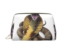 Beauty case da viaggio con stampa di serpente cobra, con cerniera, grande, adatta per casa e viaggio