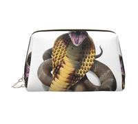 Beauty case da viaggio con stampa di serpente cobra, con cerniera, grande, adatta per casa e viaggio