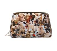 Beauty case da viaggio con stampa di simpatici cani da compagnia, con cerniera, grande borsa da viaggio adatta per casa e viaggio