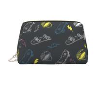 Beauty case da viaggio con stampa di skateboard e graffiti, con cerniera, grande, adatta per casa e viaggio