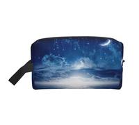Beauty case da viaggio con stampa di stelle cadenti e luna, borsa per il trucco da appendere, grande capacità, organizer versatile per donne e uomini