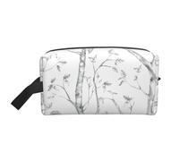 Beauty case da viaggio con stampa di uccelli e boschi grigi, trousse per cosmetici, borsa per tolietry da appendere per donne e uomini, palestra quotidiana