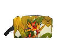 Beauty case da viaggio con stampa di uccelli tropicali del paradiso, borsa per il trucco da appendere, grande capacità, organizer versatile per donne e uomini