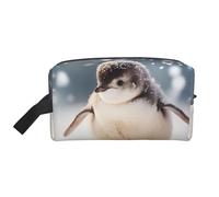 Beauty case da viaggio con stampa di un giovane pinguino, beauty case per uomini e donne, per viaggi, palestra, uso quotidiano