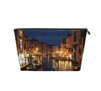 Beauty case da viaggio con stampa di Venezia Night con cerniera dorata, organizer per trucchi e articoli da toeletta per donne, mamme e ragazze, Oro, One Size, Beauty case