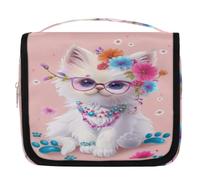 Beauty case da viaggio con stampa di zampa di gatto e fiore per donne, uomini, bambini, ragazzi e ragazze, borsa da bagno da appendere per articoli da toeletta cosmetici organizer per trucchi, Colore,