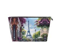 Beauty case da viaggio con stampa Eiffel, con stampa di caffè parigino, borsa da trucco da donna, borsa per il trucco in pelle, graziosa borsa per il trucco, Argento, Taglia unica