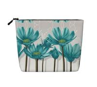Beauty case da viaggio con stampa floreale grigio e bianco foglia di tè, borsa da viaggio per trucchi, custodia portatile per trucco da donna, Nero , Taglia unica