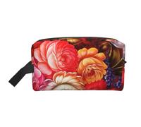 Beauty case da viaggio con stampa floreale rossa bella borsa per il trucco da appendere grande capacità organizer versatile per donne uomini